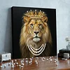 DIY Pearl Painting Crown Lion for Home Wall Decor with Frame(25x25cm)