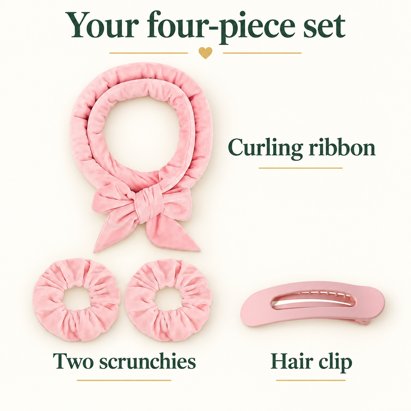 Four included pink hair-styling accessories