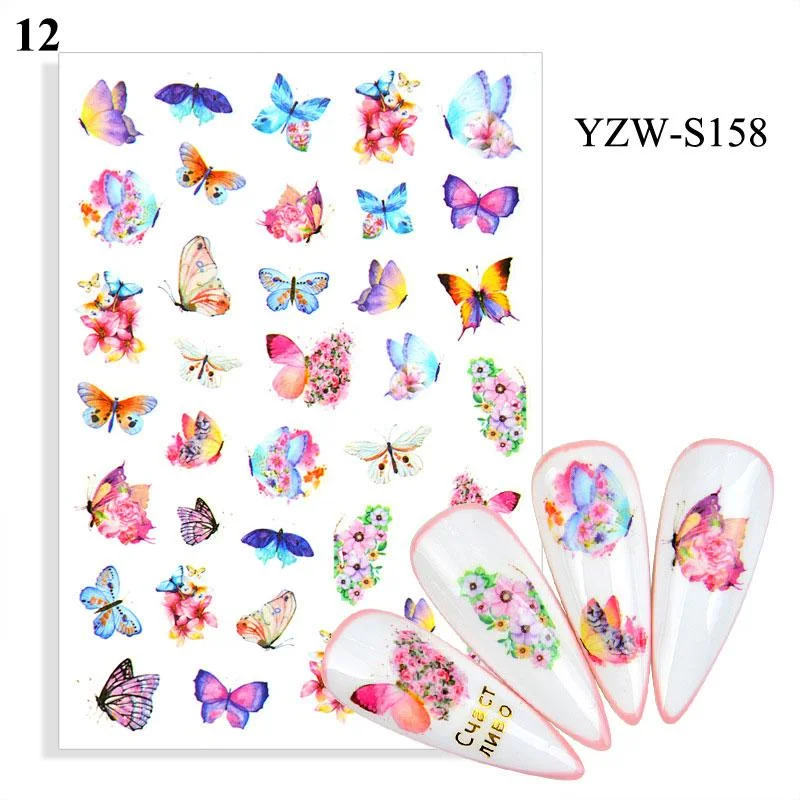 1 Sheet Human Face Nail Stickers And Decals 2021 Nail Art Decorations Set Geometric Pattern Dried Flowers Sliders For Nails Art-Nail Inspo
