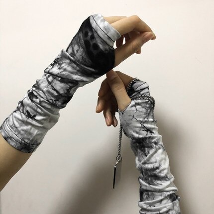 Unisex Fingerless Cuff Gloves Sleeve Sport Mitten Cool Harajuku Tie dye