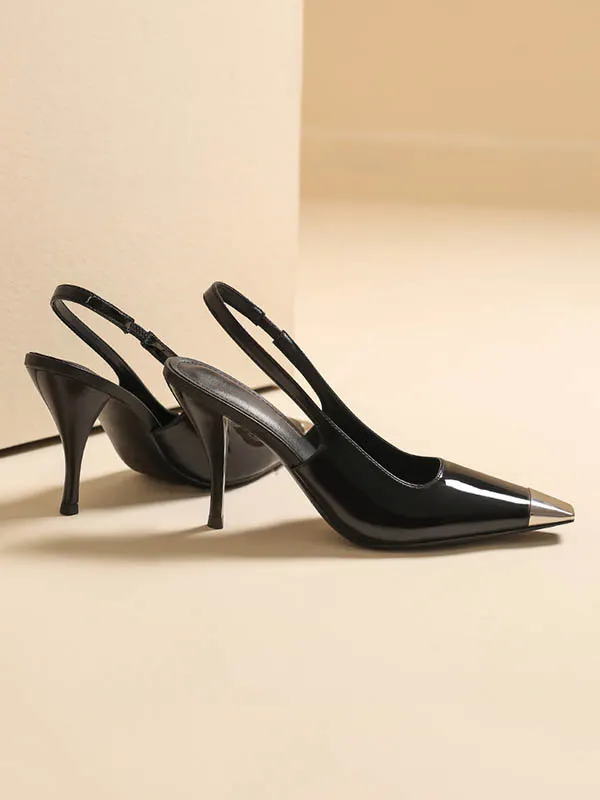 Chains Split-Joint Square-Toe Boots Pumps