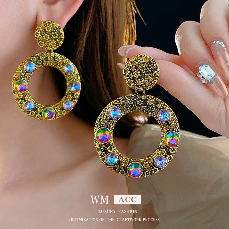 Medieval Circle Geometric Alloy Electroplating Earrings