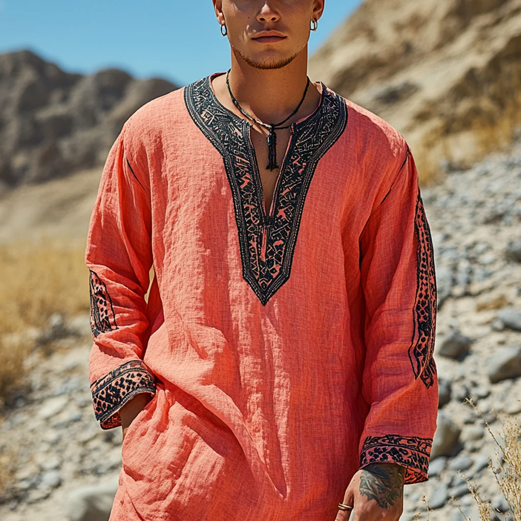 Men's Bohemian Linen Shirt-inspireuse