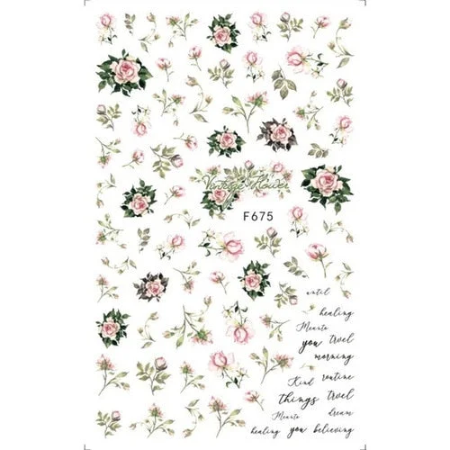 3D Flowers Charms Nail Art Decoration Stickers Geometry Leaf Floral Decorations Nail Design Gel Polish Summer Decals Wraps-Nail Inspo