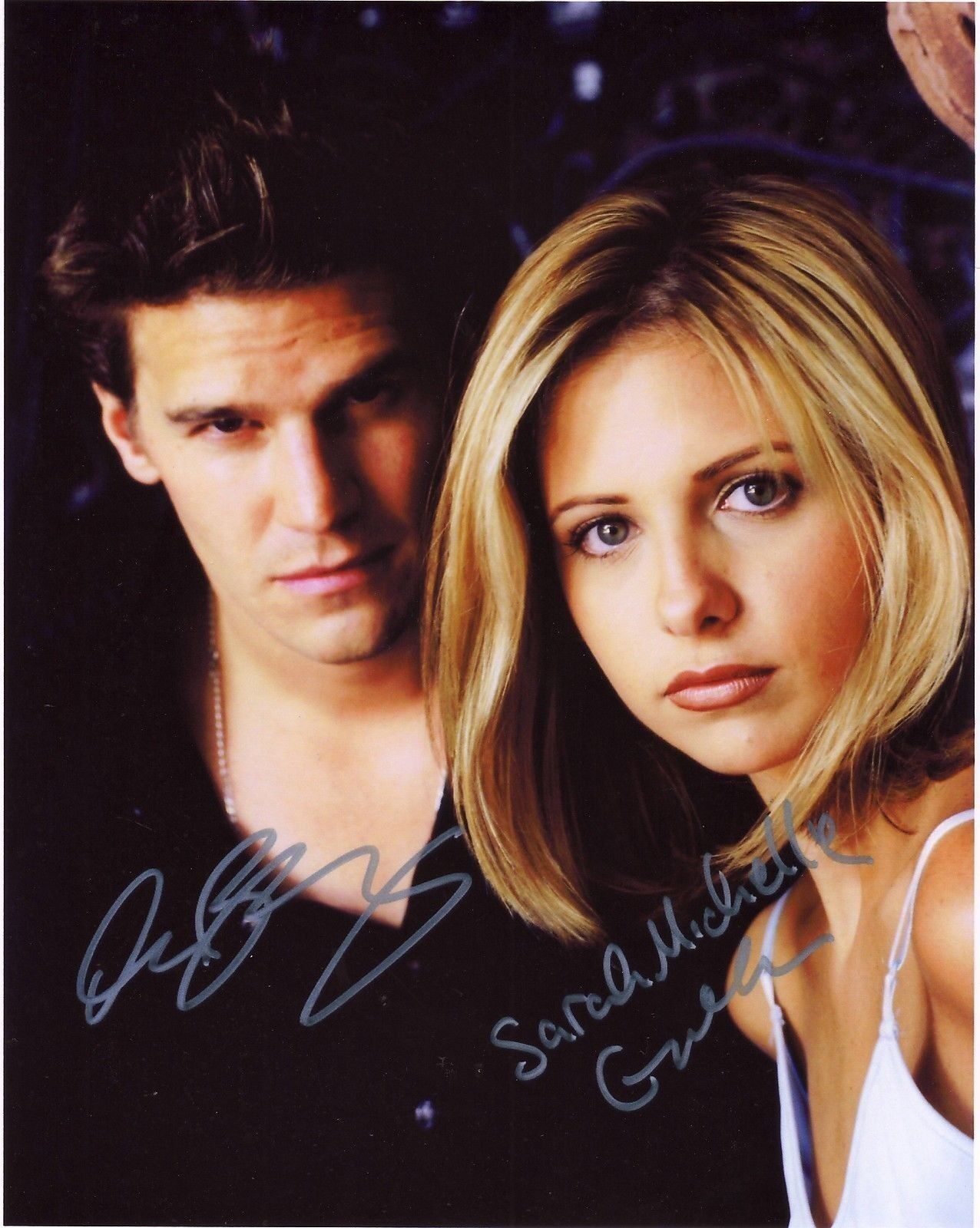 BUFFY - DAVID BOREANAZ & SARAH MICHELLE GELLAR AUTOGRAPH SIGNED PP Photo Poster painting POSTER