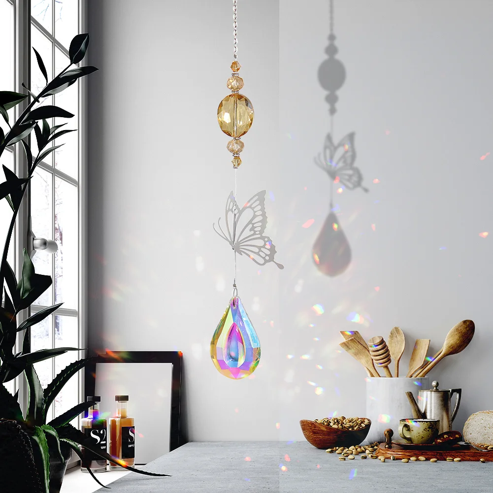 Crystal Windchimes Light Catching Hanging Pendant Light Catcher Jewelry (5)