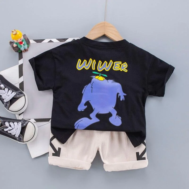 Baby Boy Outfits Clothes Summer Sets 2021 Cartoon 1 2 3 4 Years Kids Cotton T-shit + Short Pants Children Clohing