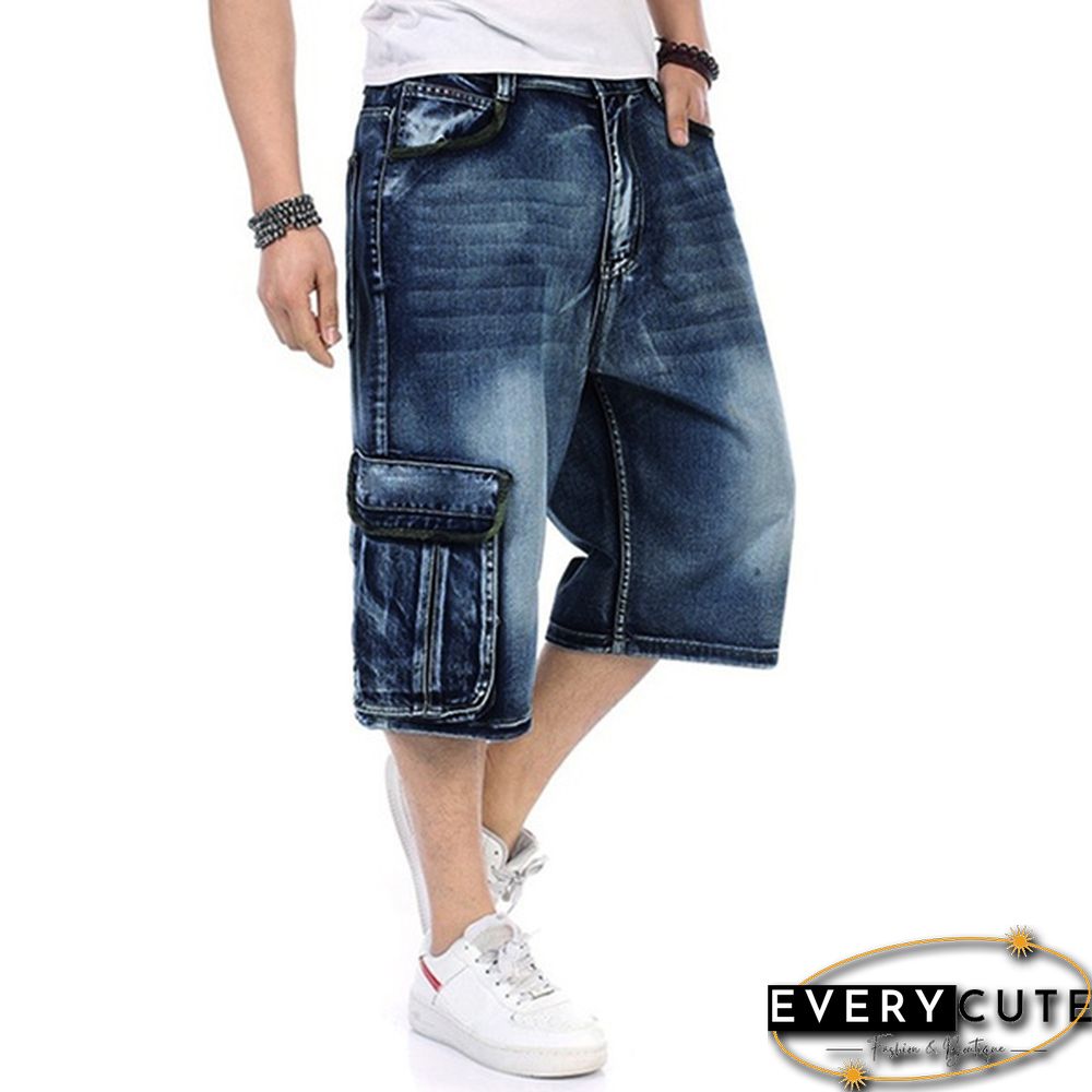 Plus Size S-5XL Men's Fashion Shorts Cargo Jeans Denim Shorts Casual Loose Style Waist Jean Shorts Size