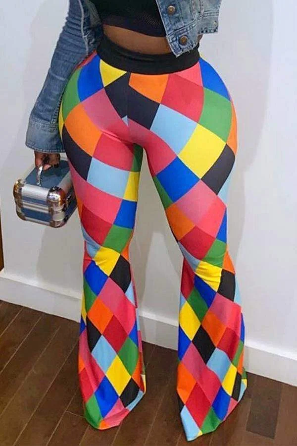 Trendy Color-lump Multicolor Pants
