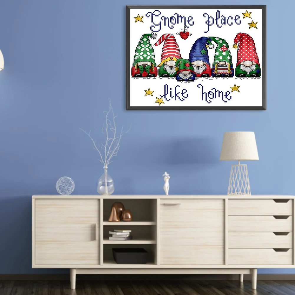 14CT Printed Partial Cross Stitch - Christmas Gnome(28*22cm)