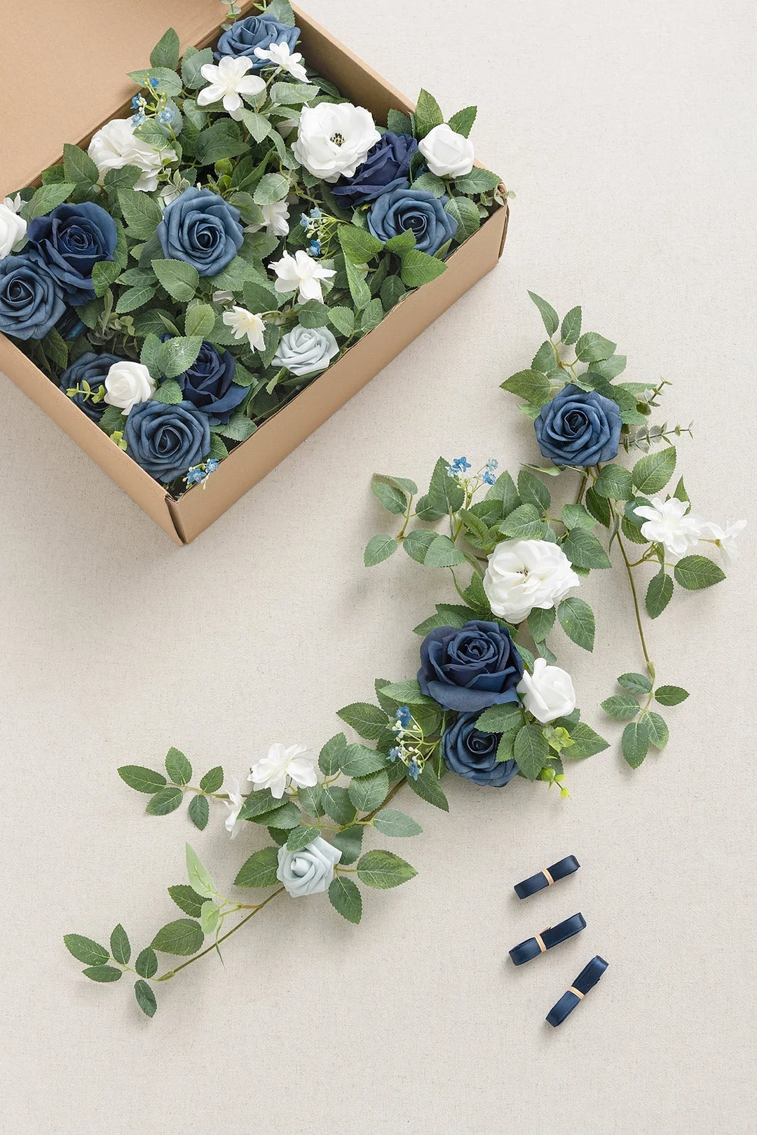 Lantern Floral Arrangements in Dusty Blue & Navy