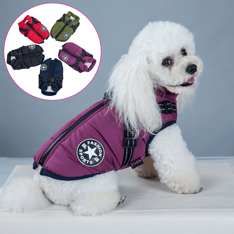 🎄Christmas Sale🎄Winter Warm Waterproof Dog Jacket with Harness