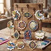 12pcs Starry Sky Elements Double-Sided DIY Diamond Painting Keychain Kit