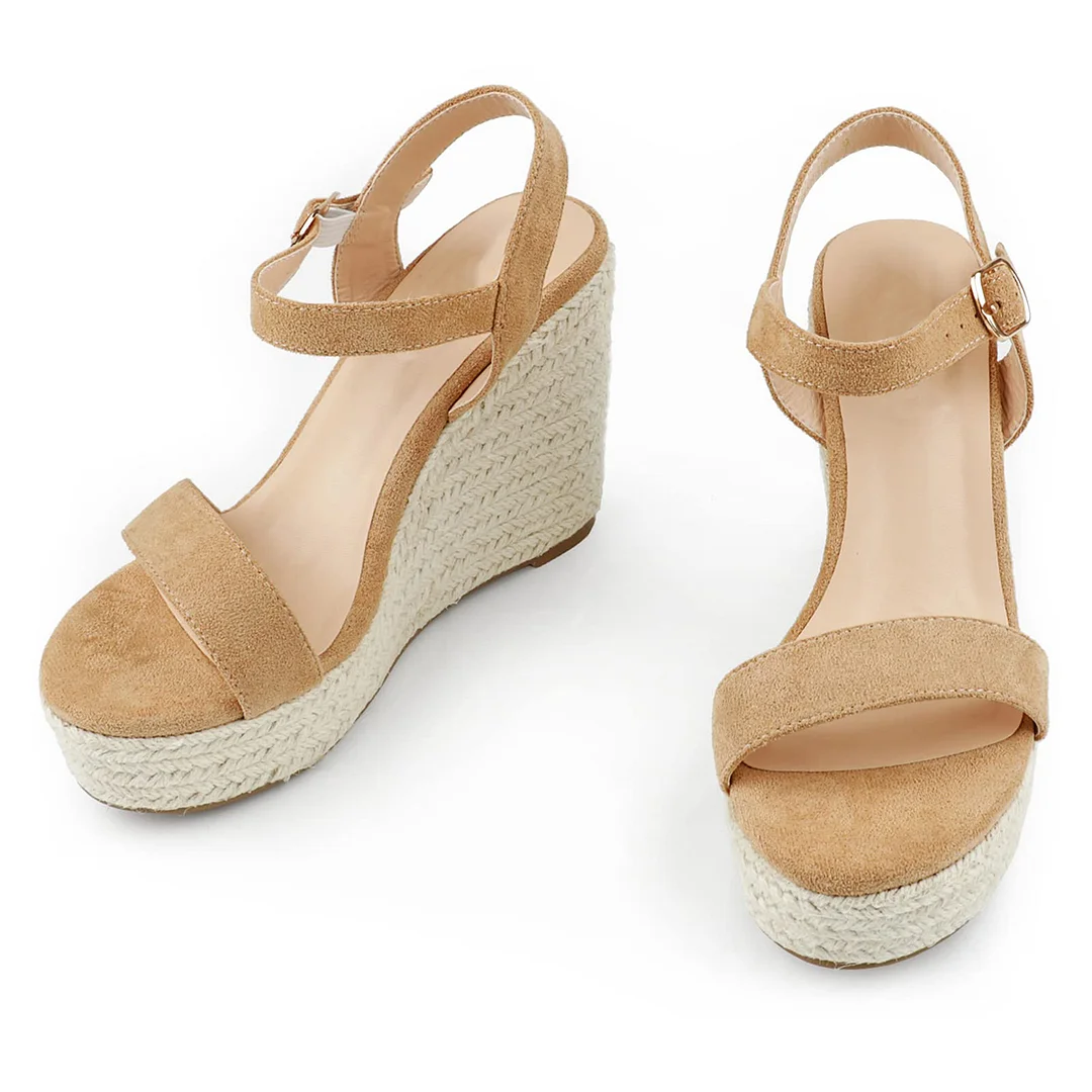 4.5" Women's Wedge Shoes Heeled Sandals High Platform Open Toe Ankle Strap Sandals Summer Beach Shoes-MERUMOTE