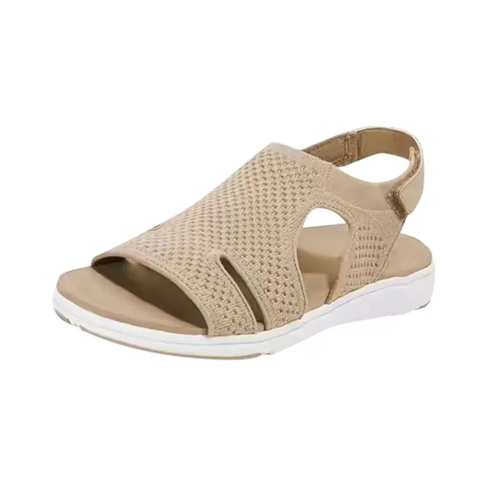 Yyvonne New Women's Shoes Flying Flat Floor Breathable Solid Beach Shoes Lightweight Large Women's Sandals