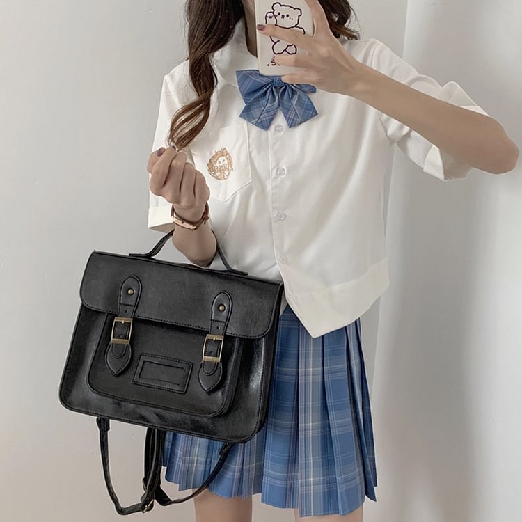 Pure Color PU JK Backpack Crossboby Bag - Modakawa modakawa
