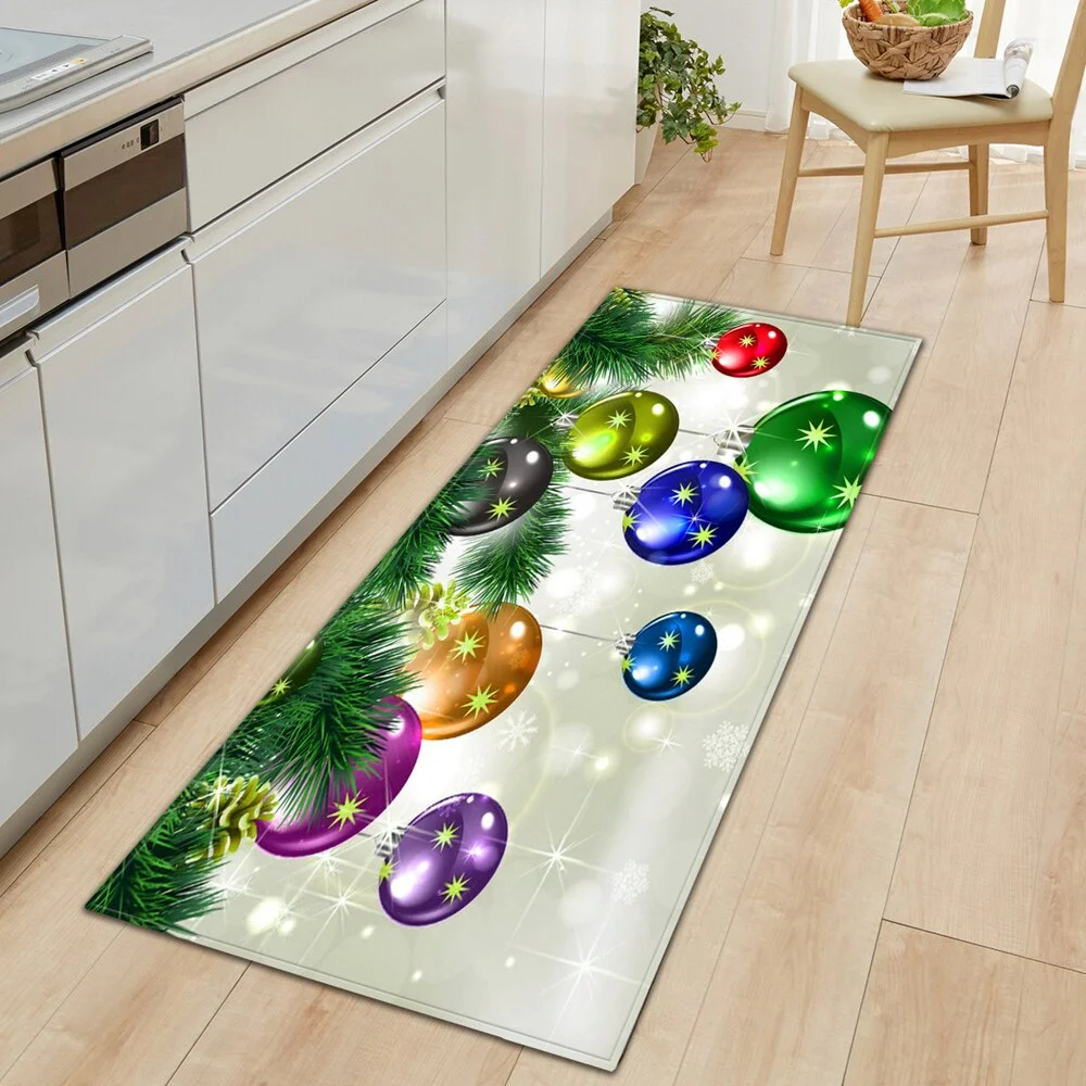 Christmas Kitchen Rug Home Entrance Doormat Living Room Bedroom Children Decoration Carpet Hallway Bathroom Anti-Slip Floor Mat