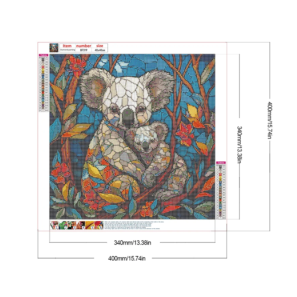 Diamond Painting - Full Round Drill - Stained Glass Koala(Canvas|40*40cm)