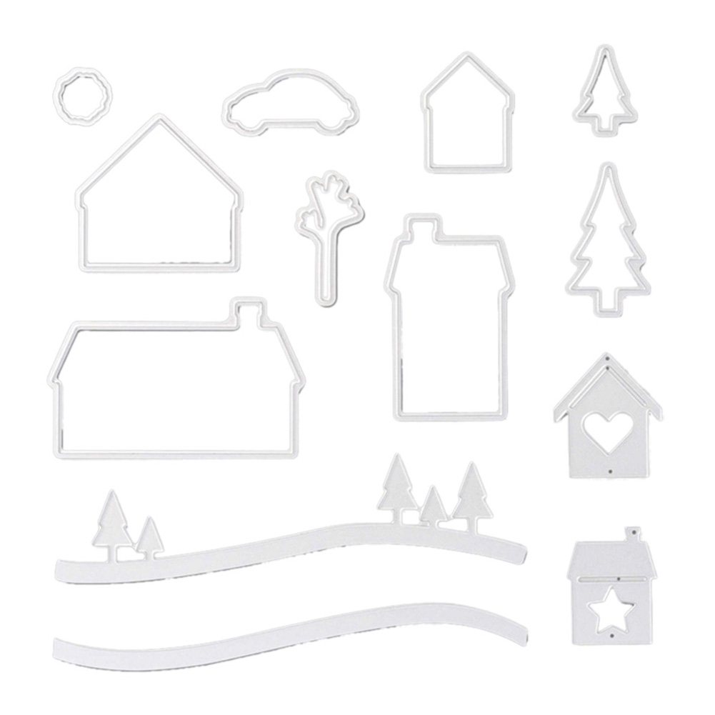 

Xmas Snow House Metal Cutting Dies Silicone Stamps Set for Scrapbooking DIY, Cutting die - h5875, 501 Original