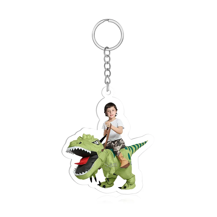 Personalized Acrylic Dinosaur Keychain Customized Name & Photo Keychain Gift for Kids