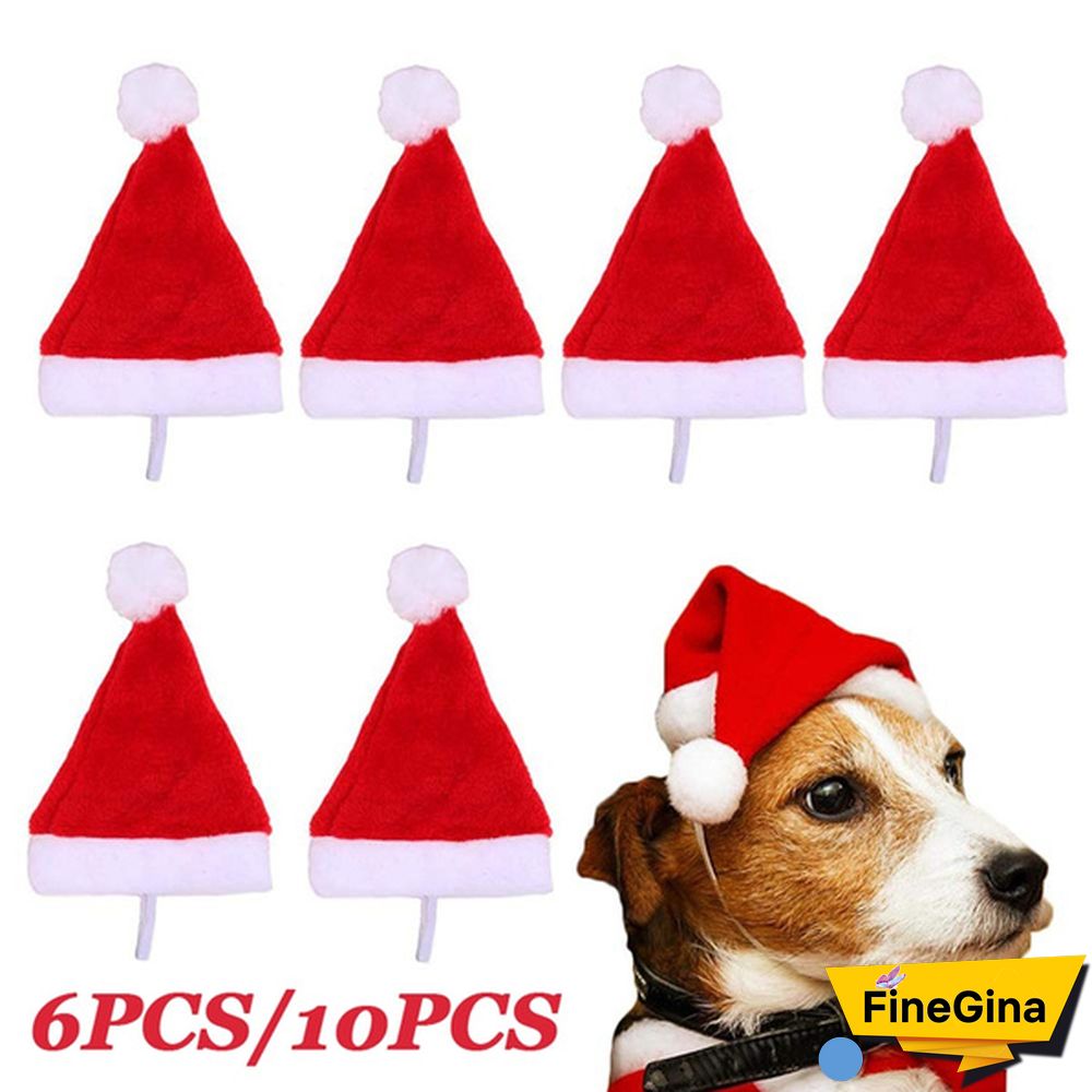 610PCS Dog Santa Hat Cute Birthday Party Cone Christmas Pet Costumes for Puppy Kitten