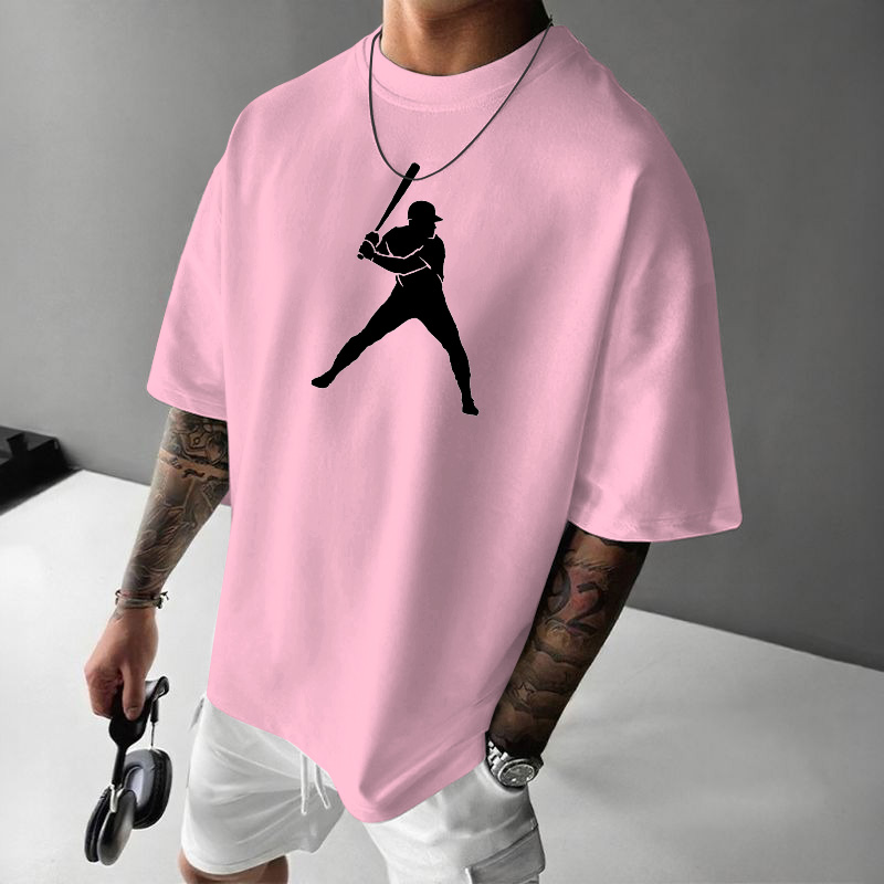 Simple Baseball Print Crew Neck T-shirt