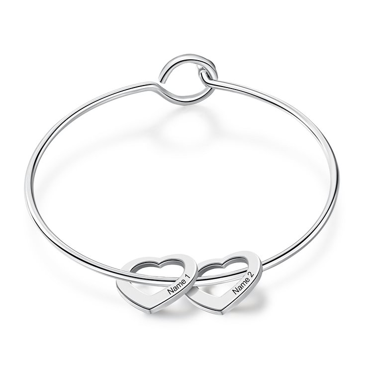 Pulsera Infantil 2 nombres personalizados con 2 corazones Accesorio
