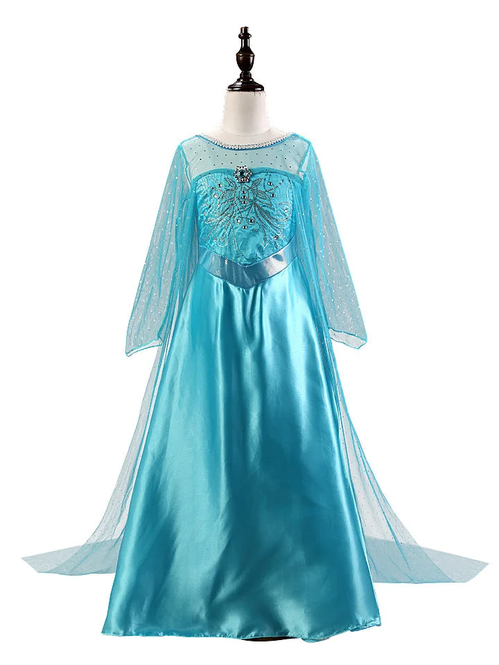 Girls Elsa Fancy Dress Halloween Cosplay Princess Costumes-elleschic