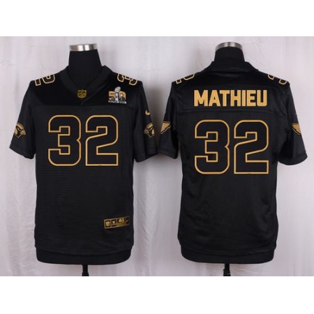 Cardinals #32 Tyrann Mathieu Black Pro Line Gold Collection Men's Stitched NFL Elite Jersey