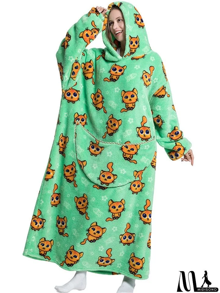 MidiSono - Adorable & Warm Hooded Wearable Blanket for Winter