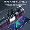 30W LED+COB High Power Flashlight USB Rechargeable 800LM Zoomable Flashlight