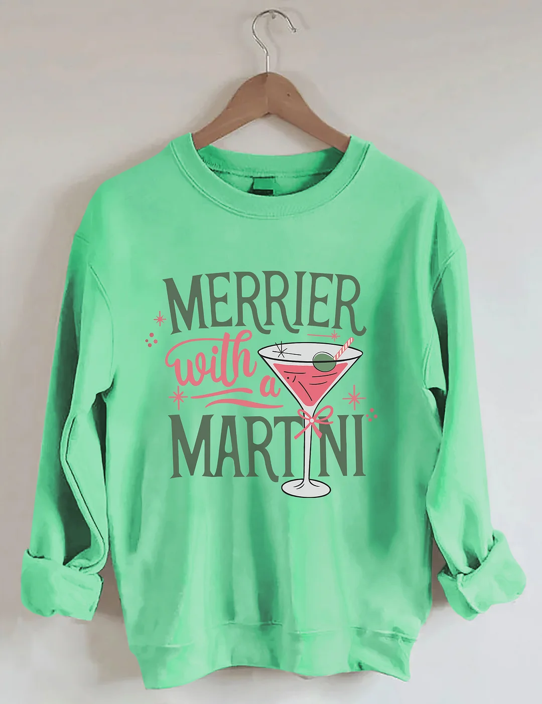 Merrier With A Martini Retro Christmas Sweatshirt