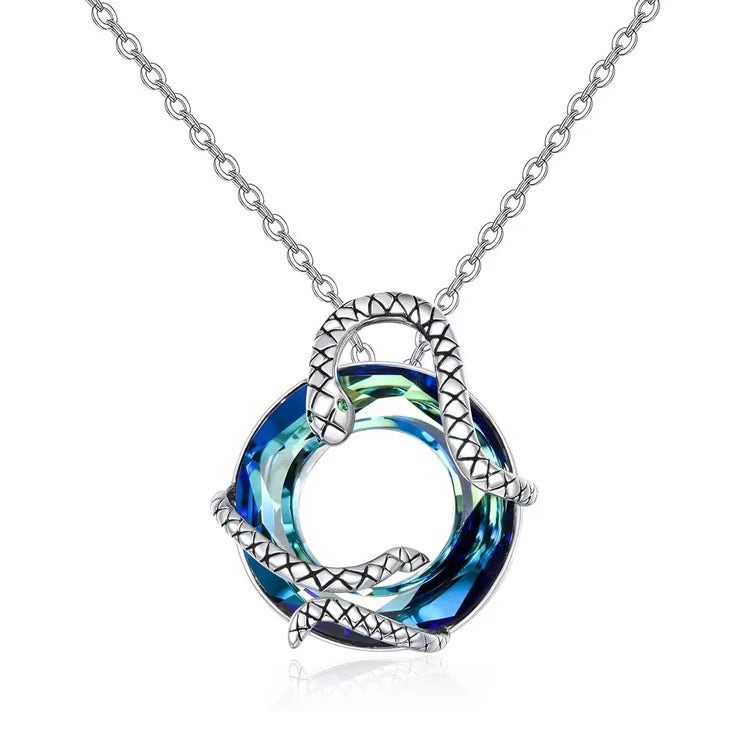 For Self - S925 Be Yourself Snake Circle Crystal Necklace