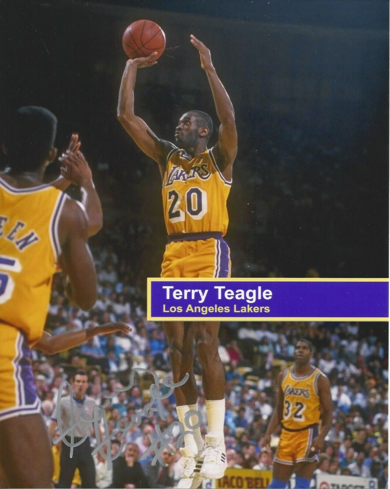 Terry Teagle autographed 8x10 Lakers Warriors Baylor#8