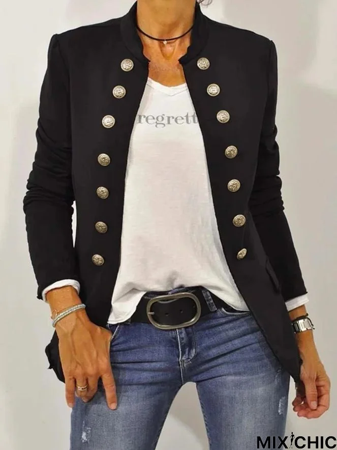 Buttoned Long Sleeve Jacket