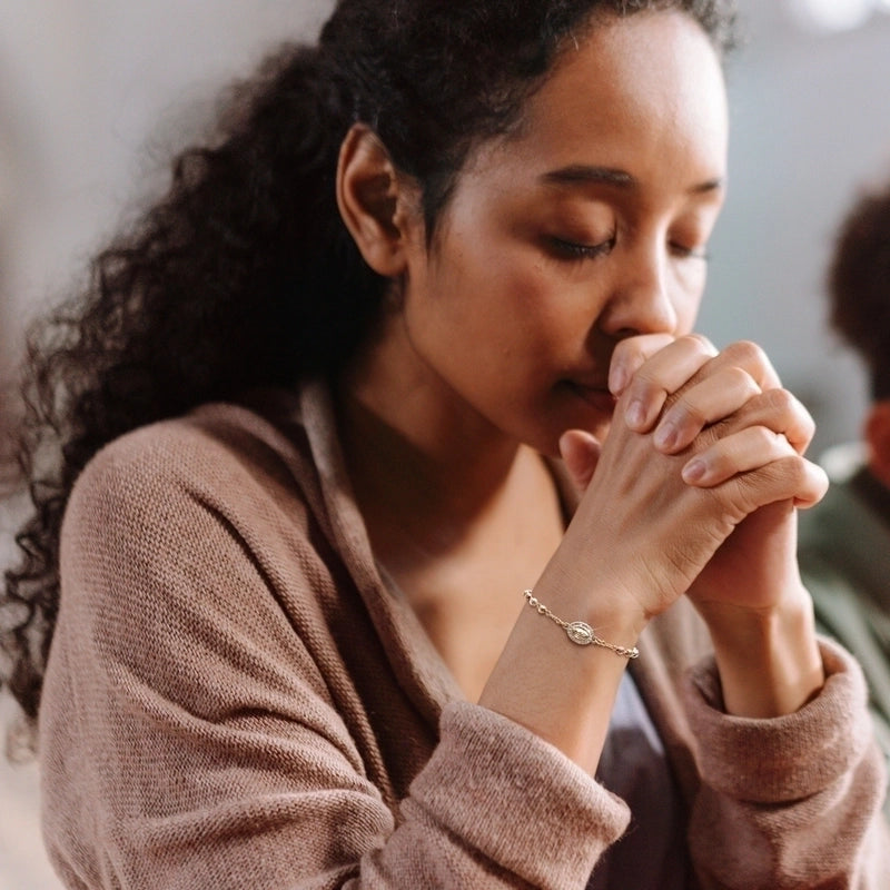 Vintage Style Religion Cross Virgin Mary Copper Zircon 18K Gold Plated Inlay Bracelets