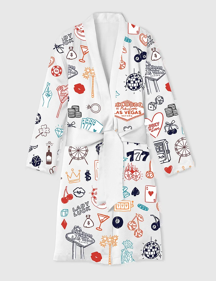 Women&rsquo;s Las Vegas Wedding Casino Party Satin Bathrobe