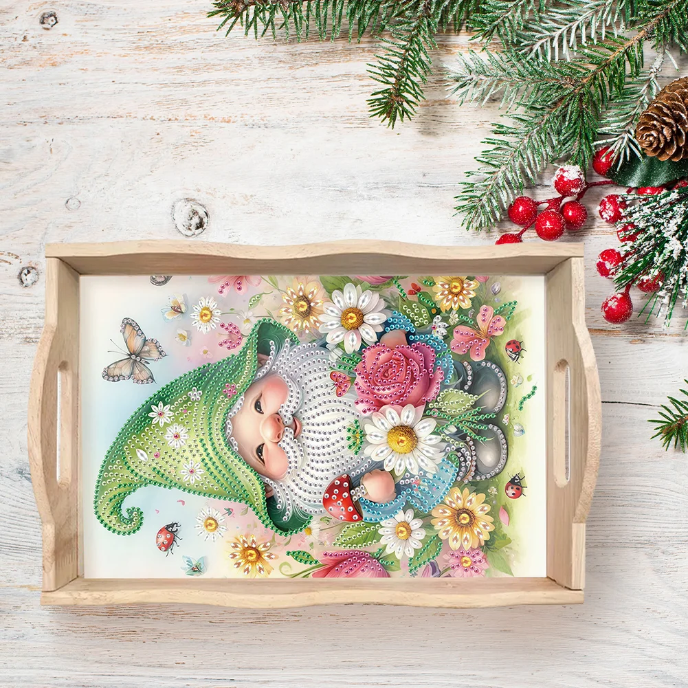 5D DIY Wooden Goblin Diamond Painting Tray Art Craft with Handle for Home Decoration