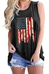 Plus Size American Flag Print Round Neck Casual Tank Top