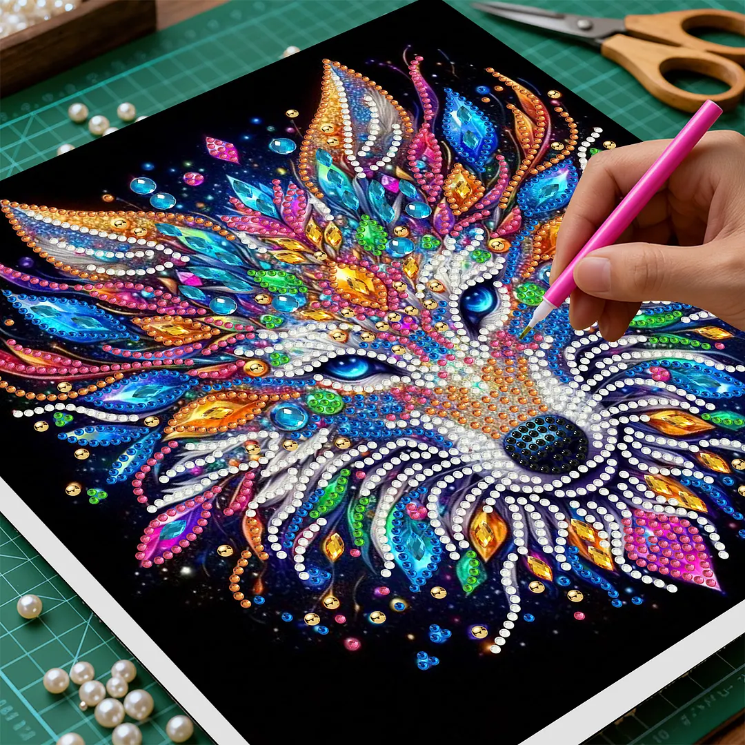 DIY Special Shape Drill Pearl Gem Diamond Art Painting Kit with Frame 9.84x9.84in Art Craft Pearl Diamond Painting for Adults Beginners Home Decor (BK41)
