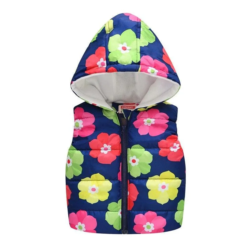 2020 new autumn and winter casual printed flower vest sleeveless top girl jacket girl vest child jacket