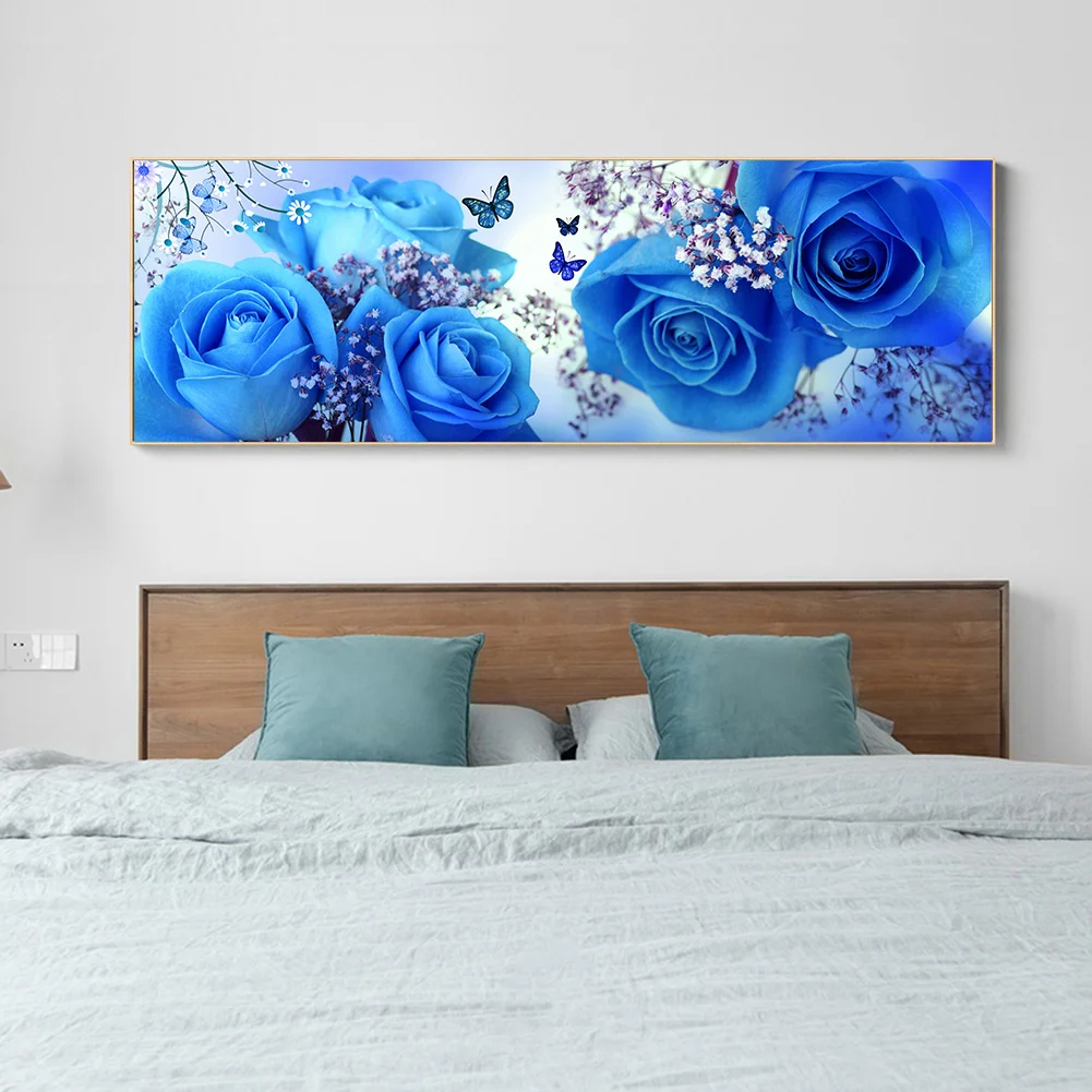 Diamond Painting - Full Round Drill - Bule Rose(80*40cm)