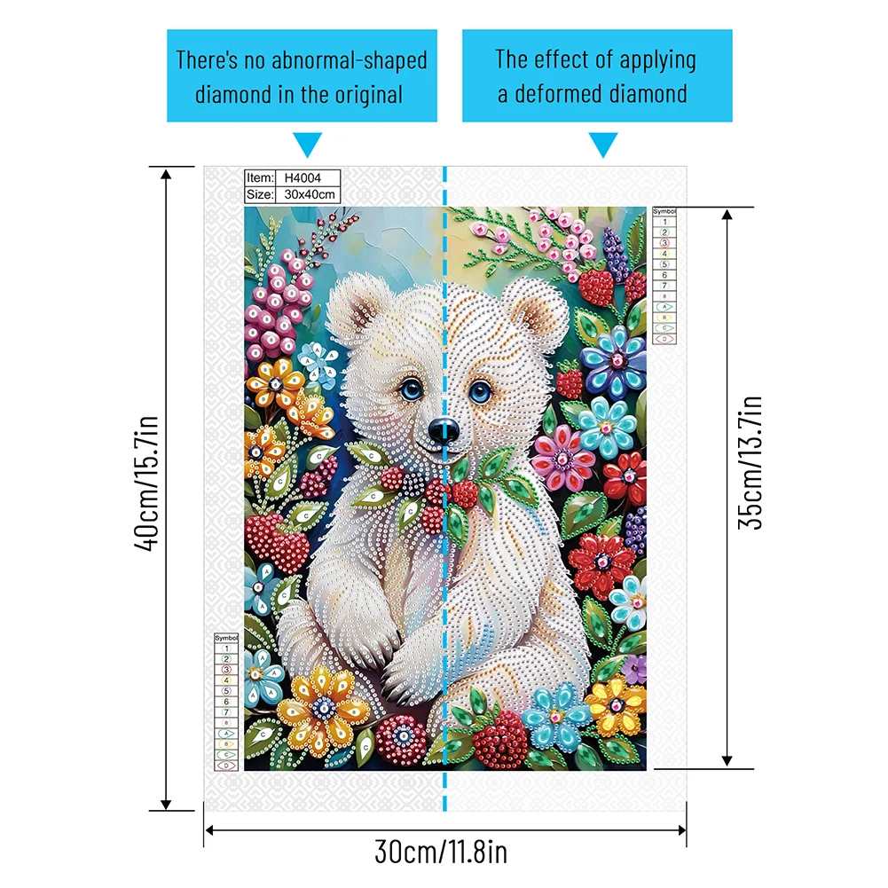Diamond Painting - Partial Special Shaped Drill - Flower Bear(Canvas|30*40cm)