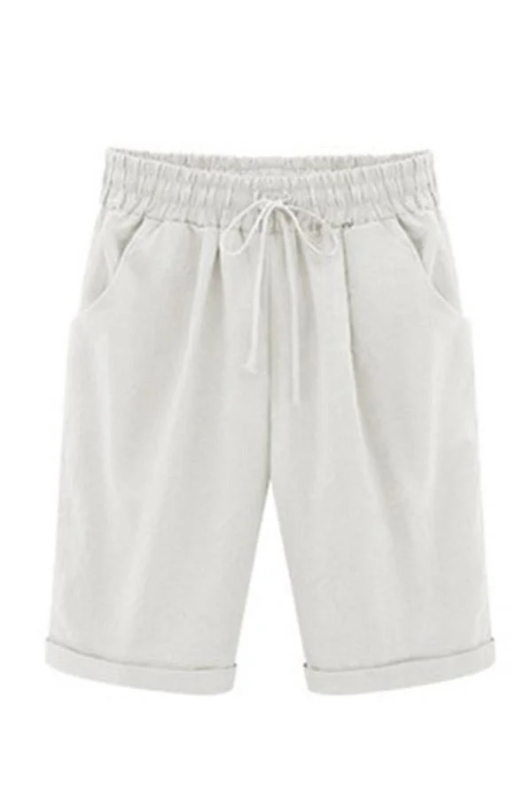 Solid Casual Self-tie Side Pockets Short Pants