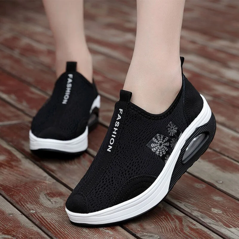 MWY Women Summer Height Increasing Casual Shoes Fashion Breathable Mesh Swing Wedges Platform Shoes Stability  tenis feminino