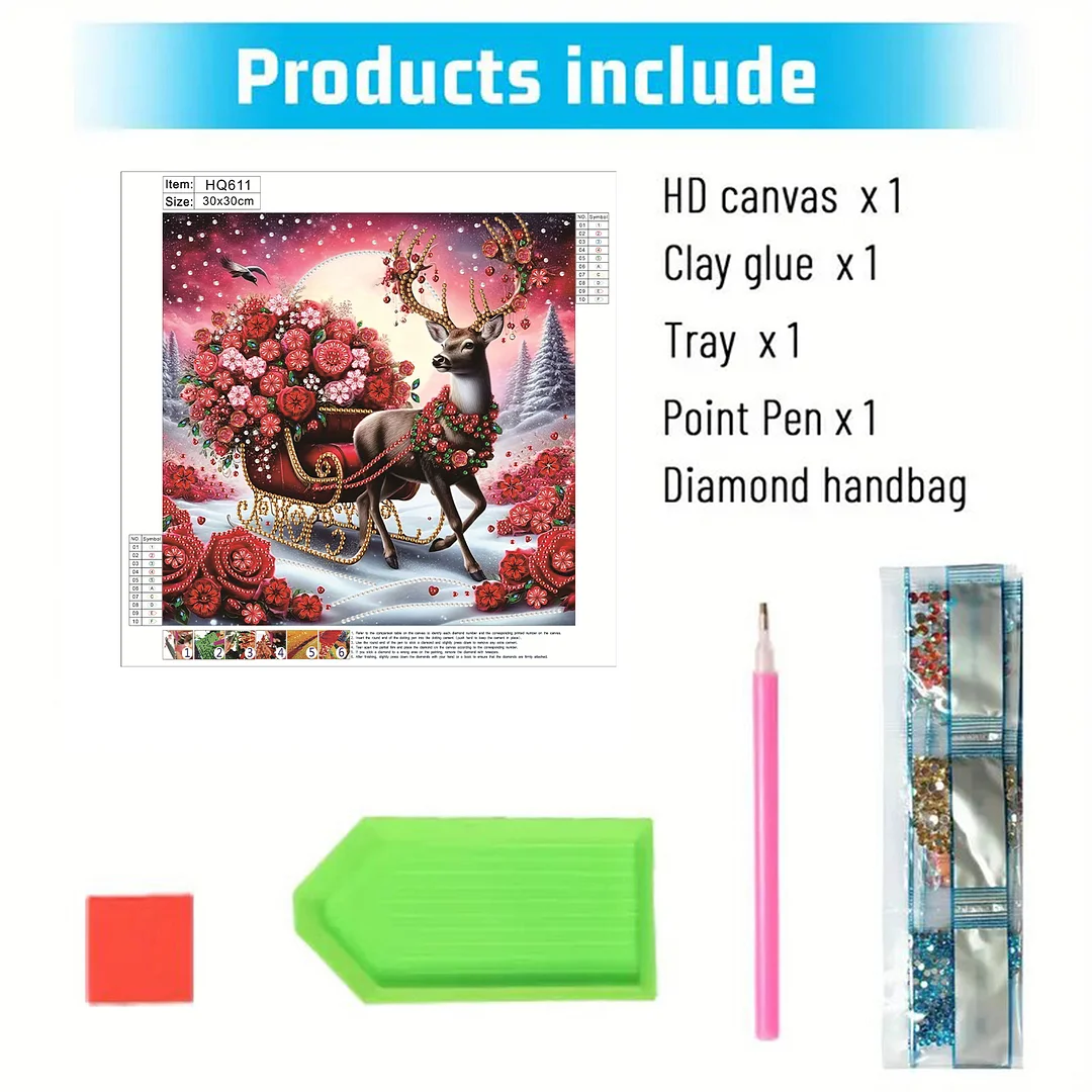 Red Deer - Partial Special Shaped Drill Diamond Painting Kits (Canvas|30*30cm)