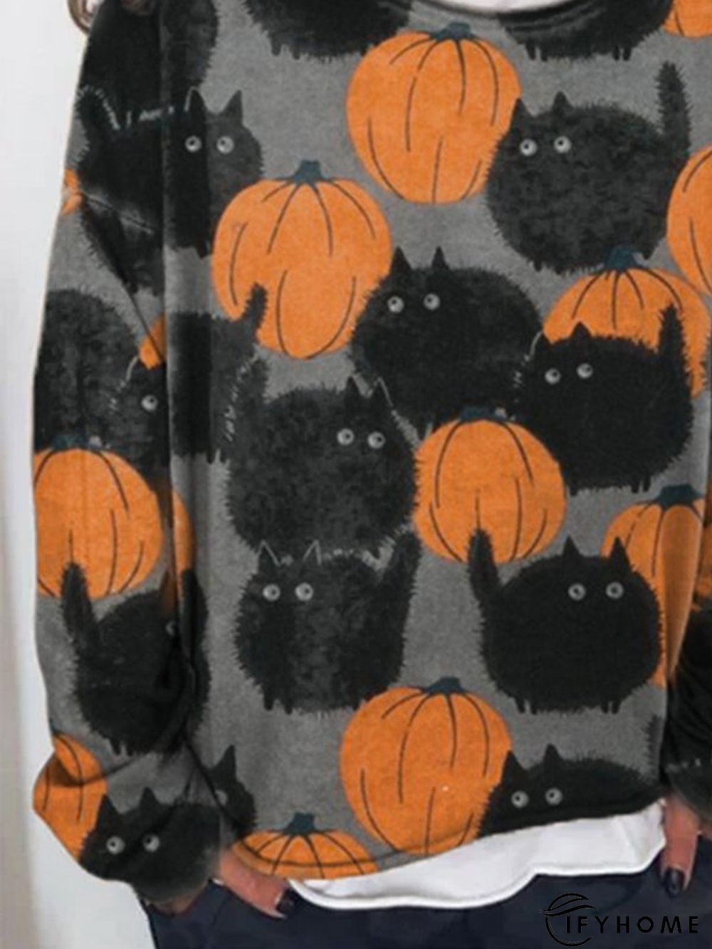 Halloween Crew Neck Long Sleeve Printed T-shirt | IFYHOME