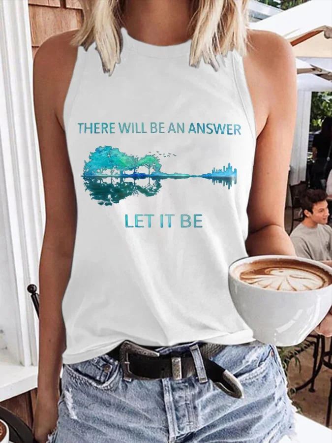 Hippie Guitar Lake There Will Be An Answer Let It Be Print Tank Top
