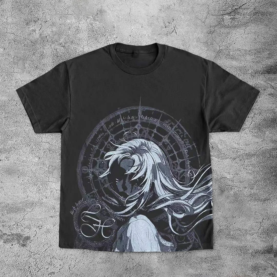 Moonlight girl casual retro street T-shirt