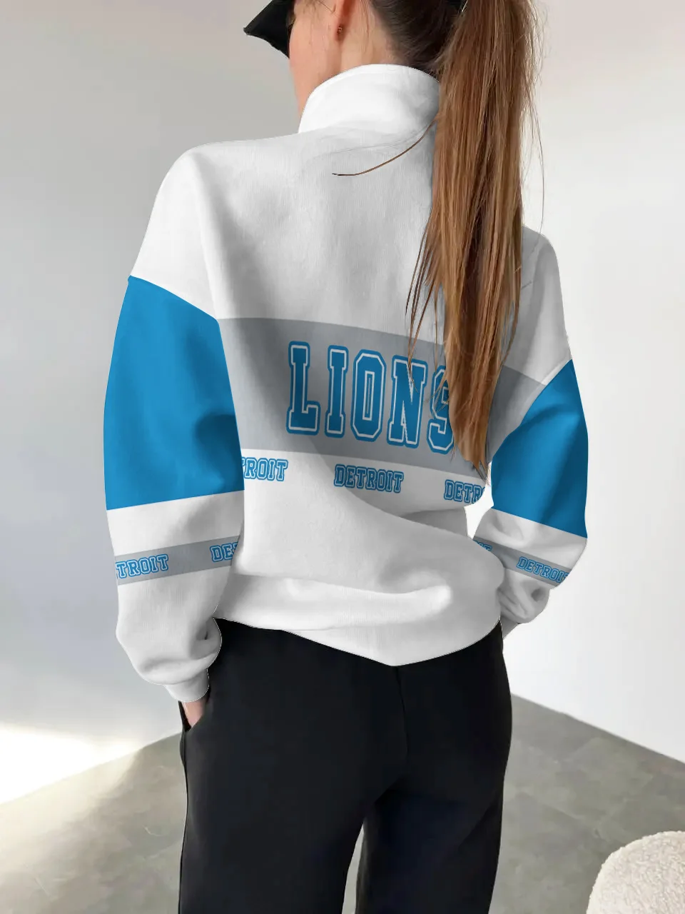 Detroit Lions  2024 New Design Casual Snap  Mockneck Pullover